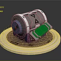 3D Sci Fi Device Model With Silver Green Accents And Circular Glowing Base 3d model