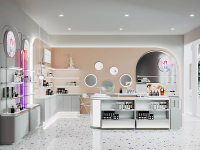 Elegant Specialty Boutique Interior With Modern Display Racks And Luxury Decor Elements 3d model