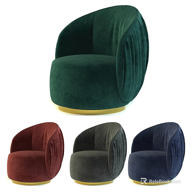 Modern Velvet Armchair With Multiple Color Options And Gold Base Design 3d model 