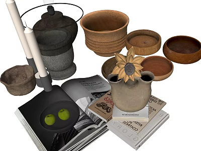 Quiet Style Desktop Pot Book Decoration Ornaments 3d model