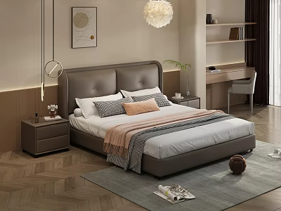 Modern Background Double Bed Double Bed 3d model