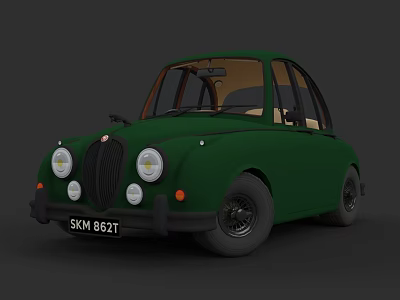 Vintage Green Car With Classic Design And Retro Exterior Details 3d model