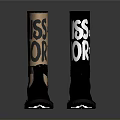 Stylish Black Knee High Boots With MISDIO Lettering And Sturdy Rubber Soles