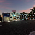 Contemporary Road Facilities Featuring Glass Bus Shelters Seats Trees And Pedestrians On Reflective Urban Ground