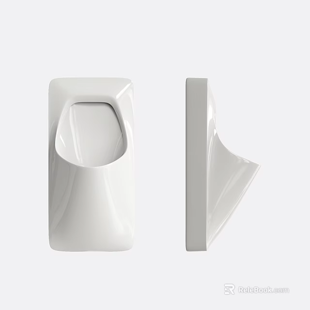 White Modern Urinal with Sleek Surface and Ceramic Construction Showcasing Front and Side Views 3d model