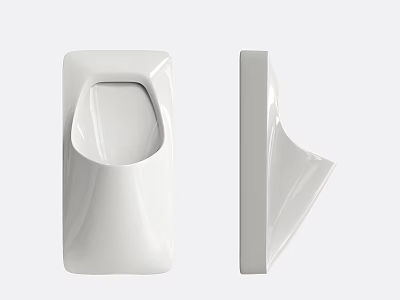 White Modern Urinal with Sleek Surface and Ceramic Construction Showcasing Front and Side Views 3d model