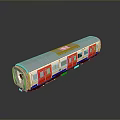 Detailed White Red Blue Train Model Carriage On Smooth Surface With Reflection 3d model