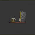 Miniature Commercial Dining Equipment with Circular Platform Stone Wall Window and Potted Cactus