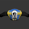 Blue And Gold Accent Fashionable Vest With Black Sleeves And White Pants Design