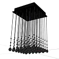 Modern Square Metal Frame Chandelier With Hanging Crystal Pendants And Strings