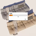 Two Tone Gray Beige Lazy Sofa with Soft Cushions and Checkered Pillows Modern Design