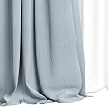 Simple Light Blue And White Curtains With Soft Drapery For Home Window Decoration