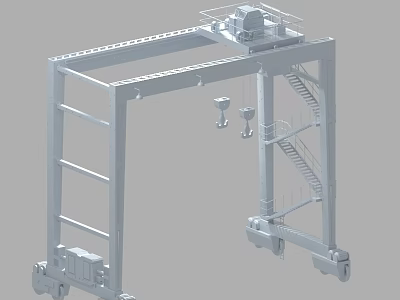 Industrial Gantry Crane Equipment With Metal Frame Ladder Wheels And Hoist 3d model