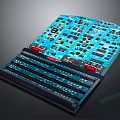 Cosmic Spacecraft Control Console Featuring Blue Buttons And Indicators