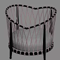 Heart Shaped Accent Chair With Black Frame Pink Woven Details And Light Cushion