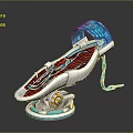 Futuristic Space Astronaut Seat with Transparent Canopy Red Interior Blue Light Accents for Cosmic Exploration
