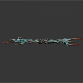 Mythical Weapon Featuring Teal Red Accents Intricate Decorative Details And Elaborate Craftsmanship