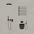 Modern Black Shower Head Design With Handheld Spray And Bathroom Towel Rails