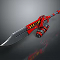 Futuristic Red Mechanical Sword Design With Sci Fi Elements And Metallic Blade 3d model