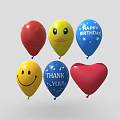 Colorful Celebration Balloons With Red Yellow Blue Smiley Heart Happy Birthday Thank You