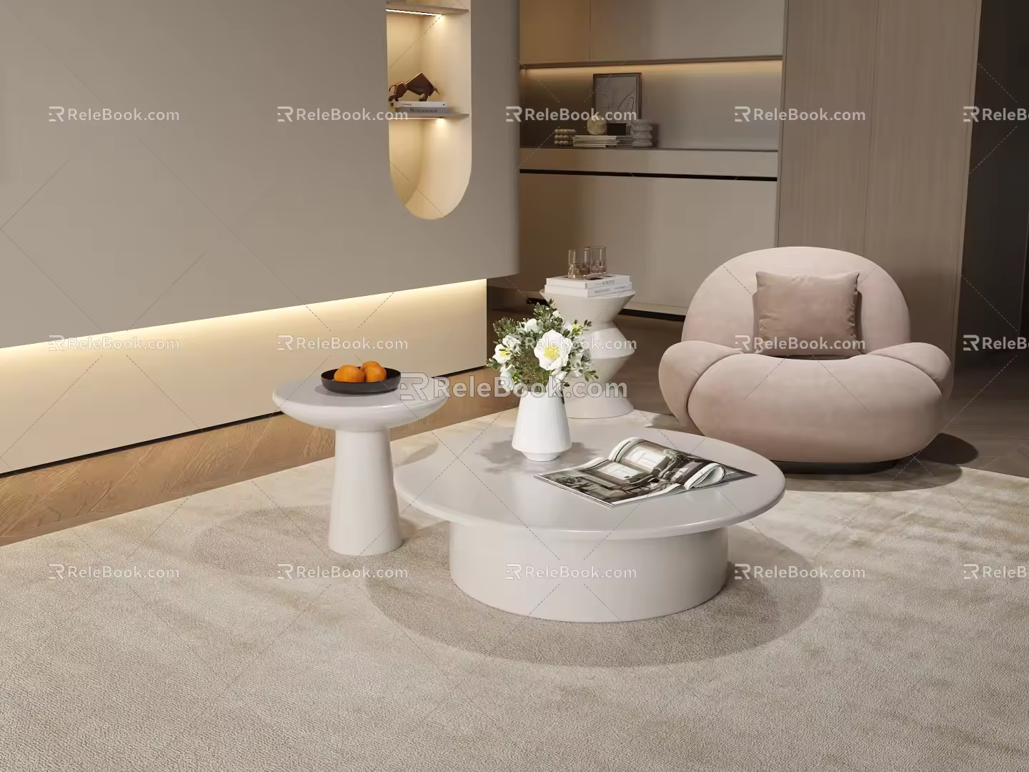 Single sofa coffee table 3d model