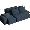 Navy Blue Fabric Sectional Sofa With Modern Design And Comfortable Cushions 3d model