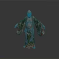 A Man Standing with Arms Outstretched in Traditional Colorful Robe with Ornate Designs