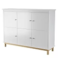 Modern White Dresser With Six Doors Golden Handles And Golden Legs