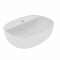 Modern White Oval Shaped Countertop Washbasin With Smooth Surface And Central Drain Hole