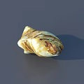 Baked Shell Shaped Dessert With Yellowish Brown Striped Texture On Gray Surface 3d model