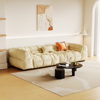 Modern Multiplayer Sofa Cream Sofa 3d model