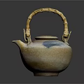 Handcrafted Ceramic Teapot With Bamboo Handle And Blue White Speckled Design For Daily Use