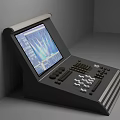 Professional Computer Control Console With Display Screen Control Buttons And Adjustment Knobs