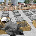 Road Infrastructure Construction With Neatly Arranged Concrete Blocks And Rebar Frames 3d model