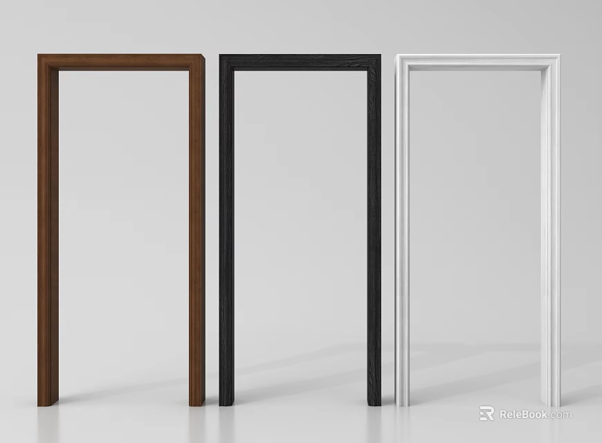 Three Door Frame Components in Brown Black White for Home Interior Design 3d model 