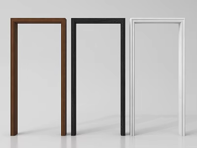 Three Door Frame Components in Brown Black White for Home Interior Design 3d model