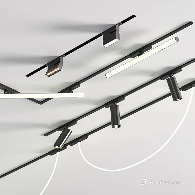 Modern Track Design Downlights And Spotlights For Home Ceiling Lighting Installation 3d model 