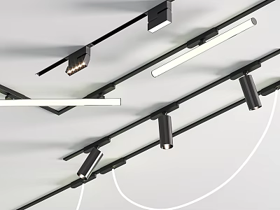 Modern Track Design Downlights And Spotlights For Home Ceiling Lighting Installation 3d model