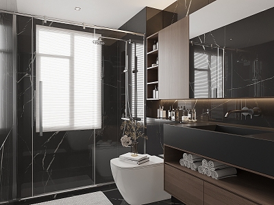 Modern Toilet Bathroom Toilet WC Public Toilet Bathroom Shower Room Toilet Washbasin Shower Partition Shower Room 3d model