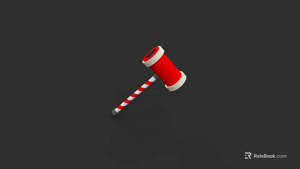 Sculpture Carving Tool Red Hammer With Red And White Striped Handle On Black Background 3d model 