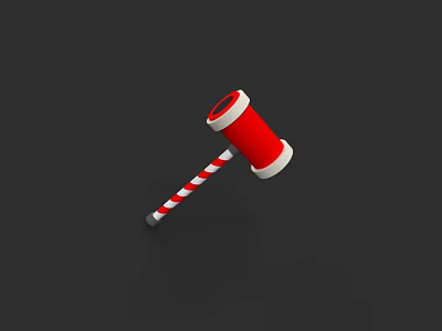 Sculpture Carving Tool Red Hammer With Red And White Striped Handle On Black Background 3d model