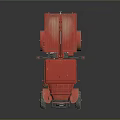 Red Vintage Functional Vehicle With Crane 3d model