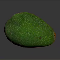 Fresh Ripe Green Avocado with Speckled Surface and Yellow Stem