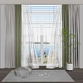 Modern Curtain Window Screen 3d model