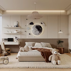 Cream wind children's room 3d model