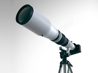 Modern telescope super telephoto lens tripod 3d model