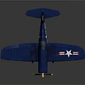 Blue Vintage Fighter Airplane Model With Weathered Texture And US Navy Star Markings