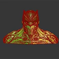 Black Panther Inspired Armored Character With Glowing Orange Eyes And Mechanical Features
