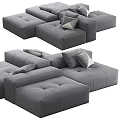 Modern Gray Modular Sectional Sofa With Plush Cushions And Seating 3d model