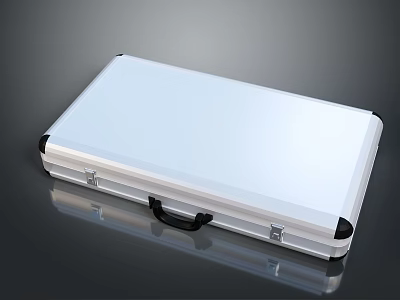 Silver Metal Briefcase With Black Handle And Sleek Reflective Surface On Black Background 3d model